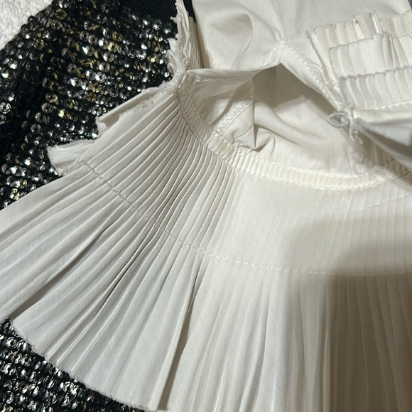 Bcbg MazAxria black and white pleated cuffs long sleeves dress Size 4 - Picture 7 of 17